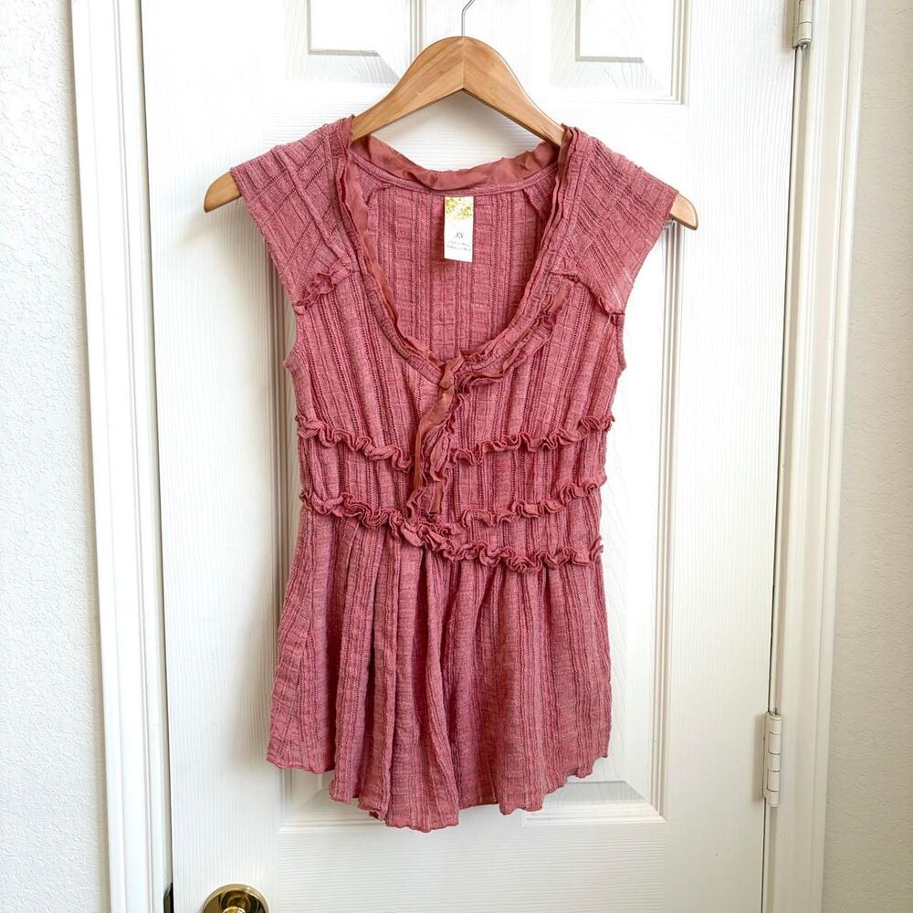 y2k fairycore coquette boho pink ruffle blouse